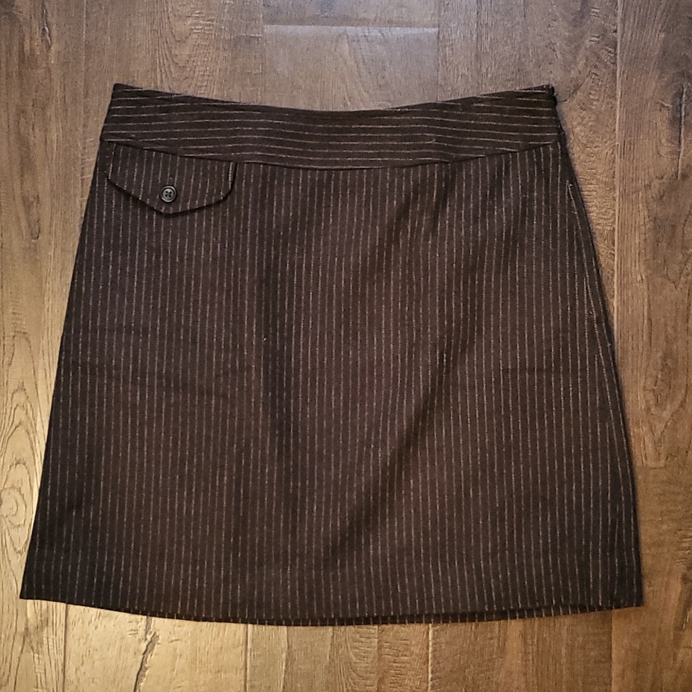 Banana Republic Wool Blend Brown Striped Mini Skirt
